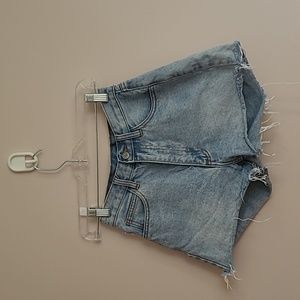 Brandy Melville J-Galt Blue Denim Shorts With Distressed Hem, size S